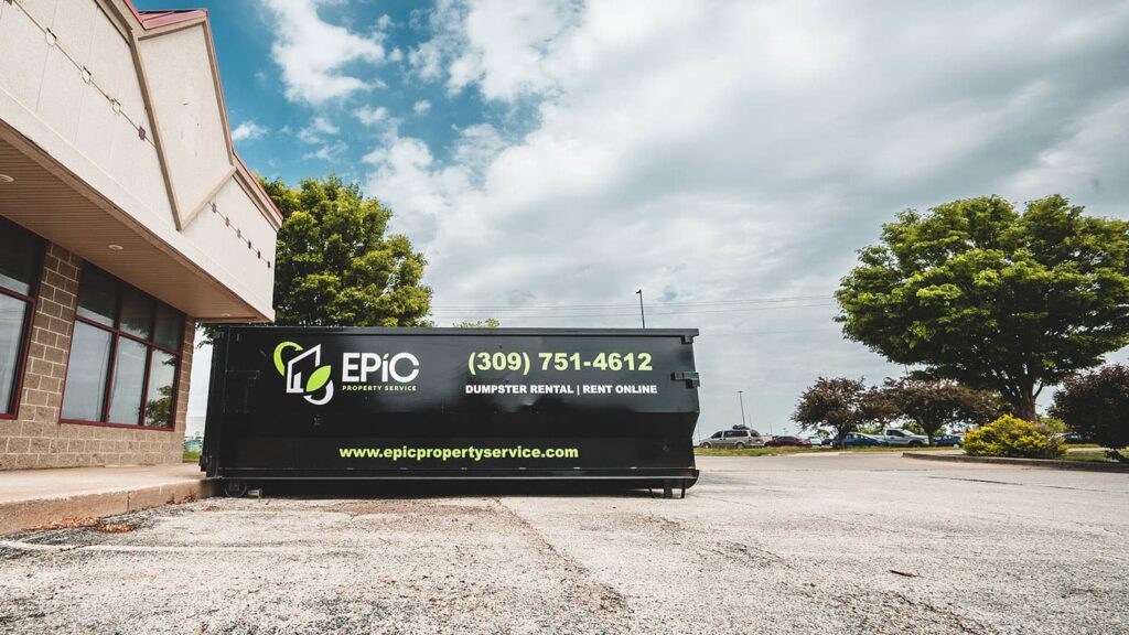 Dumpster at retail store ready to be filled
